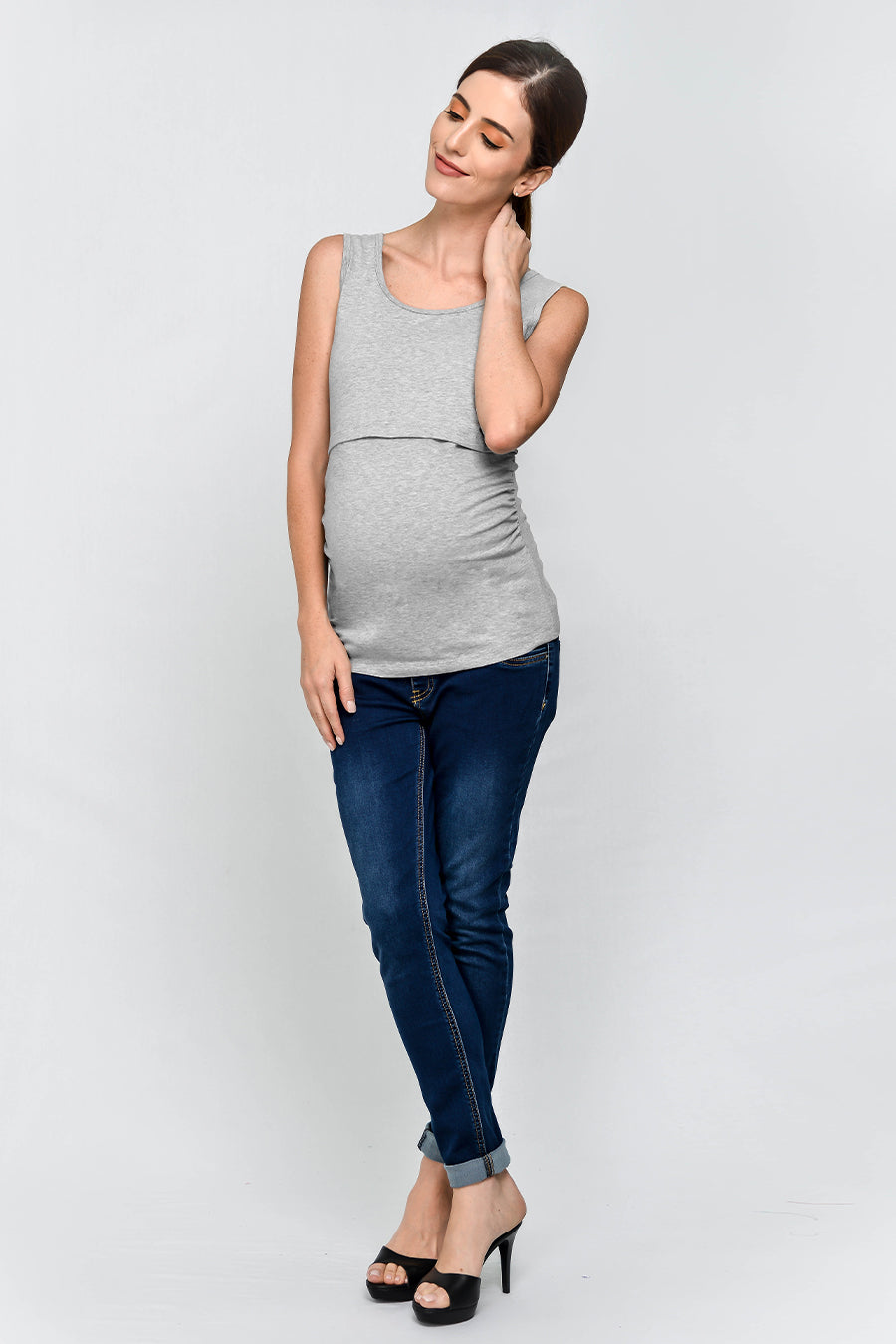 Maternity Grey Nursing Tank Top