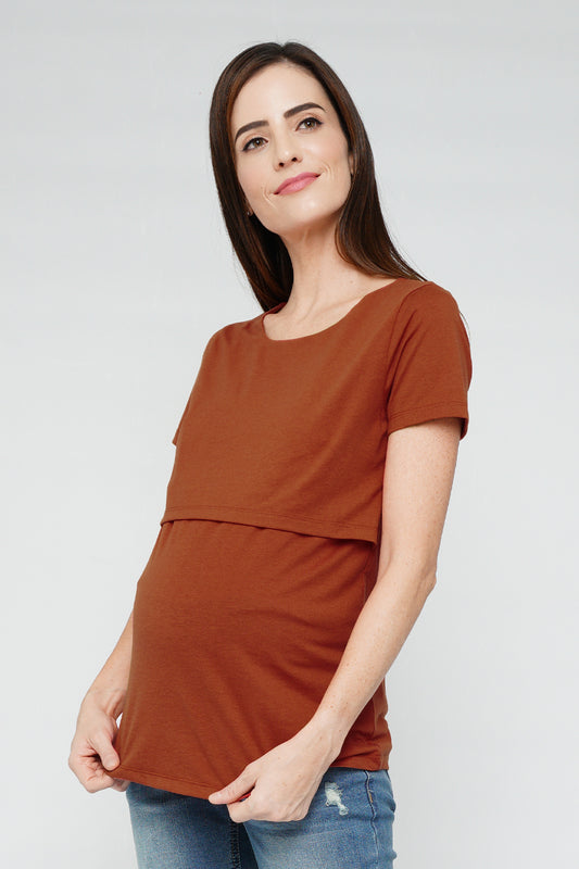 Brown S/S Nursing Top