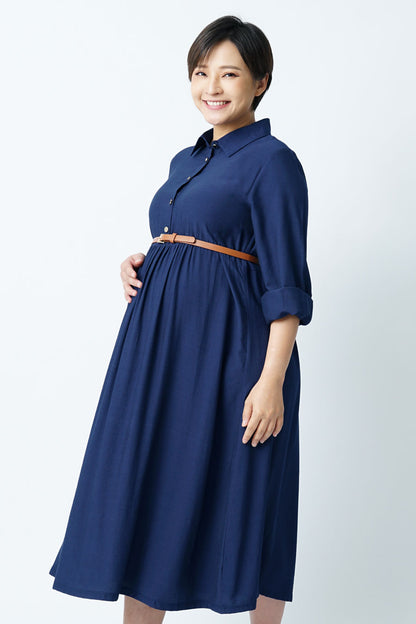 Flared Nursing Shirt Dress