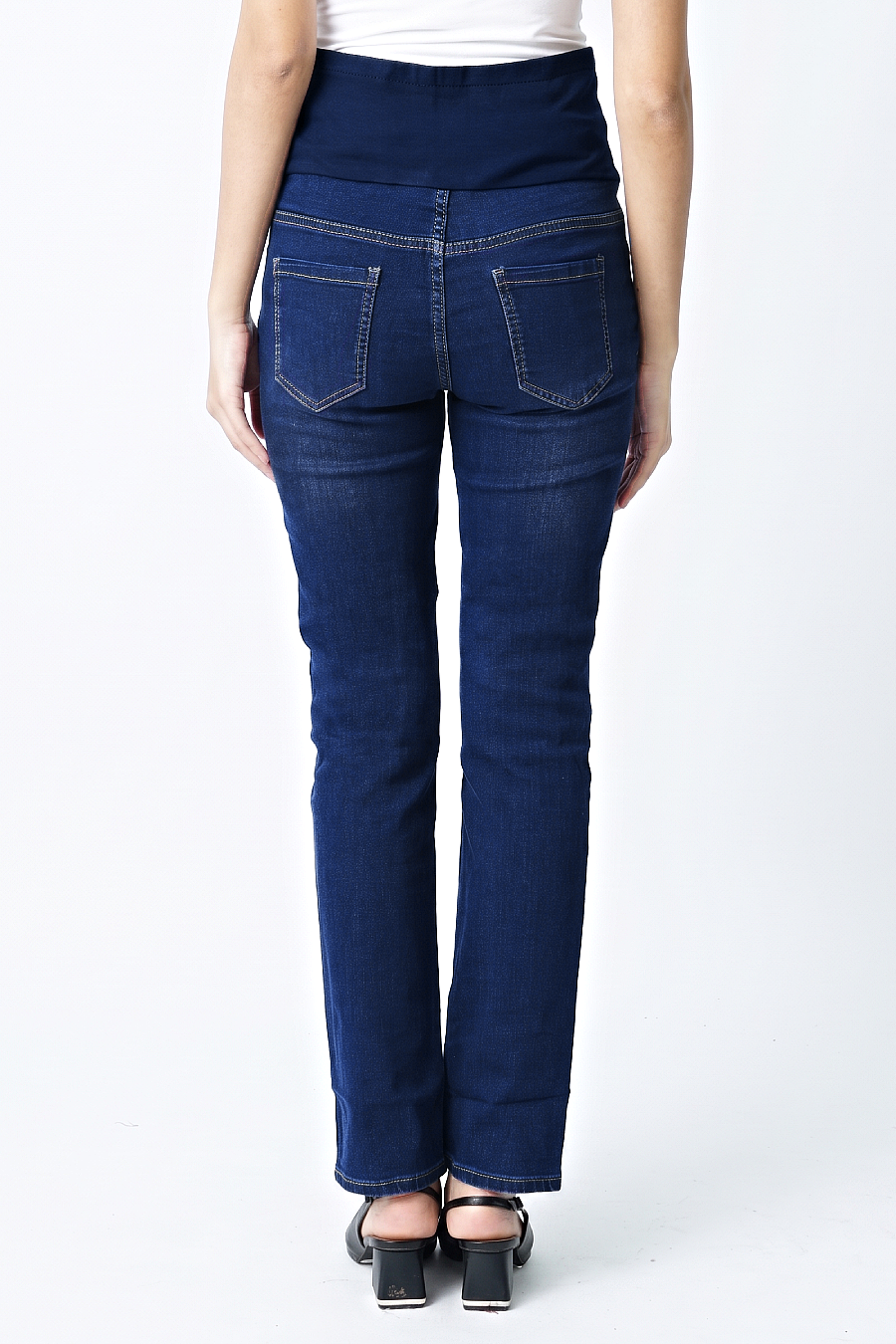 straight leg maternity jeans back view
