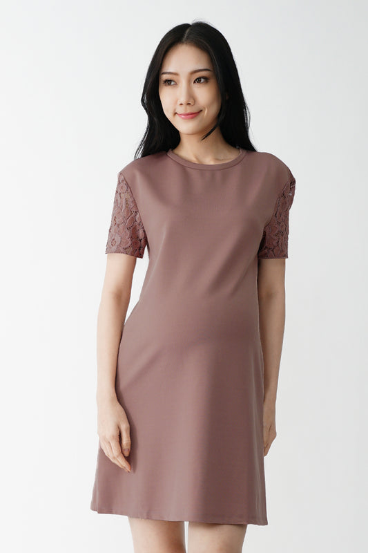 Maternity Lace Sleeves Shift Dress