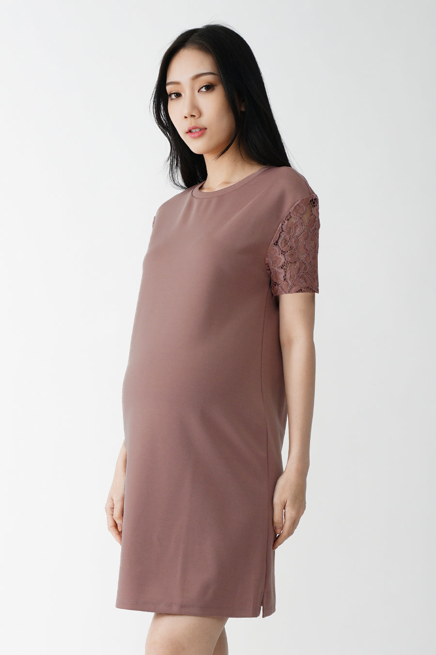 Maternity Lace Sleeves Shift Dress