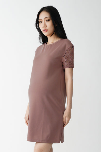 Maternity Lace Sleeves Shift Dress