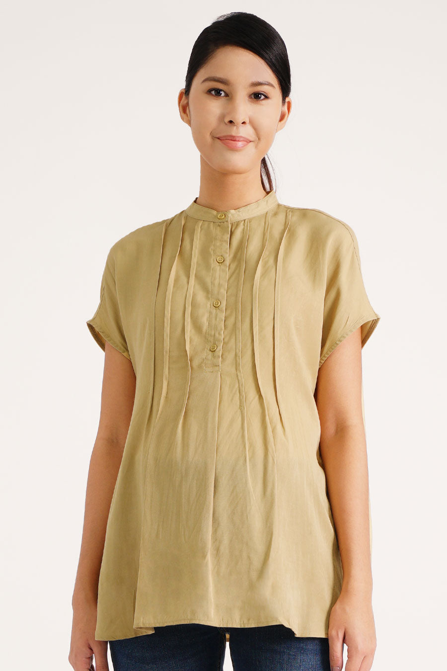 Sleeveless Pleated Nursing Blouse