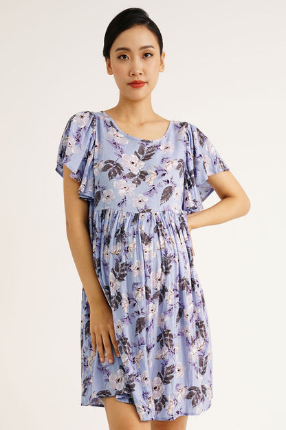 Maternity Flutter Sleeves Dress