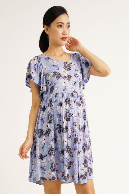 Maternity Flutter Sleeves Dress