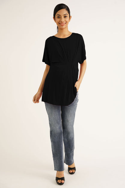 Maternity Pleated Cap Sleeve Top