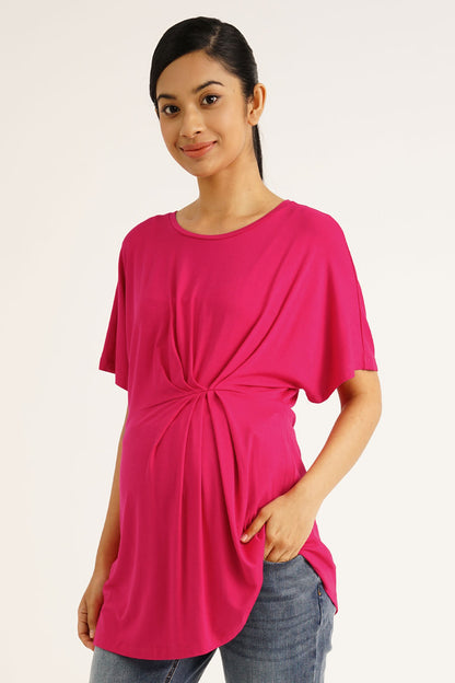 Maternity Pleated Cap Sleeve Top