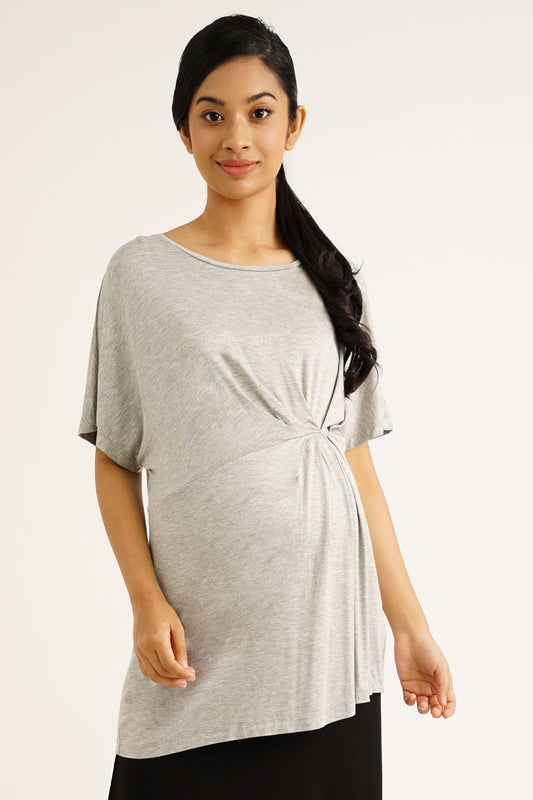 Maternity Pleated Cap Sleeve Top