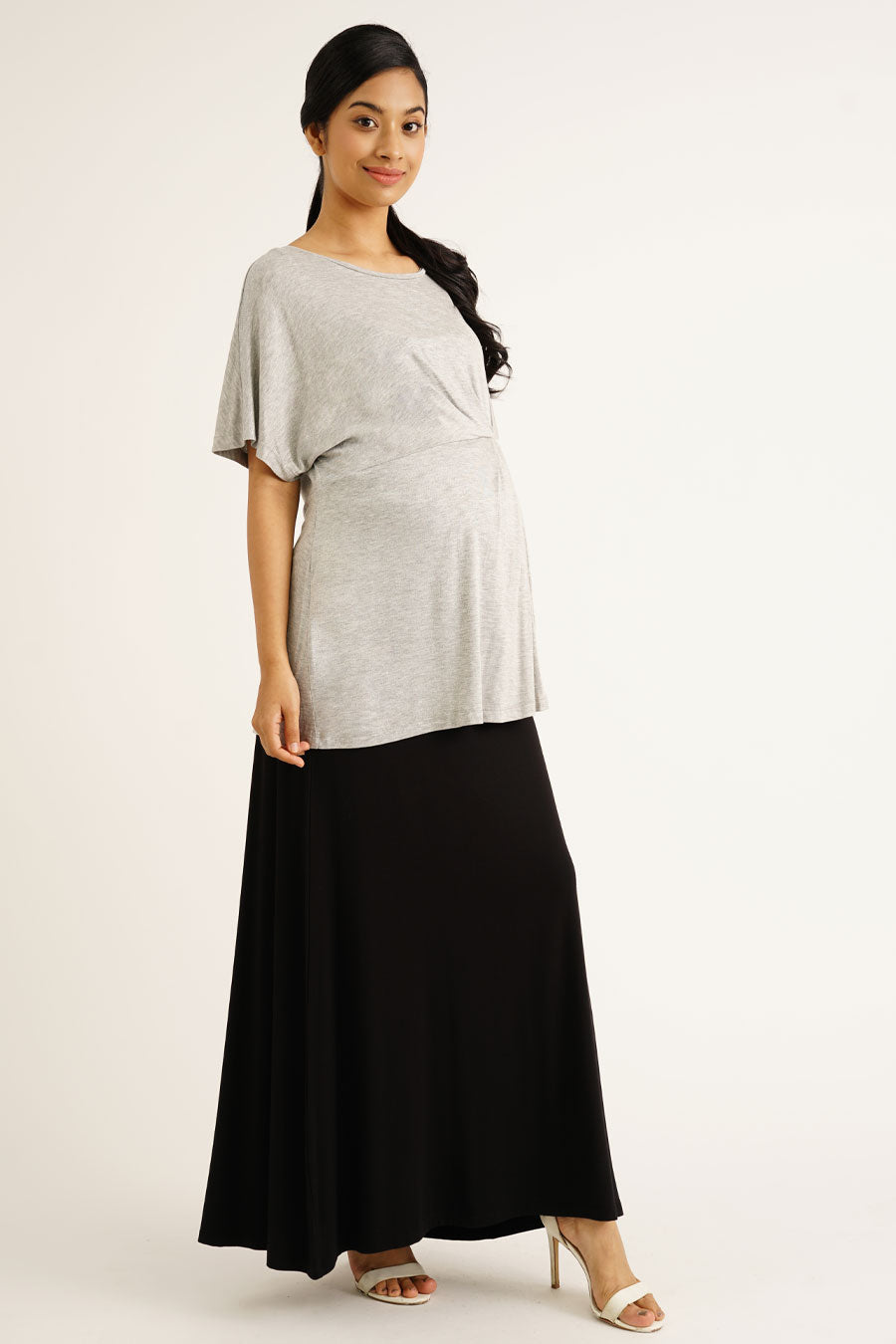 Maternity Pleated Cap Sleeve Top