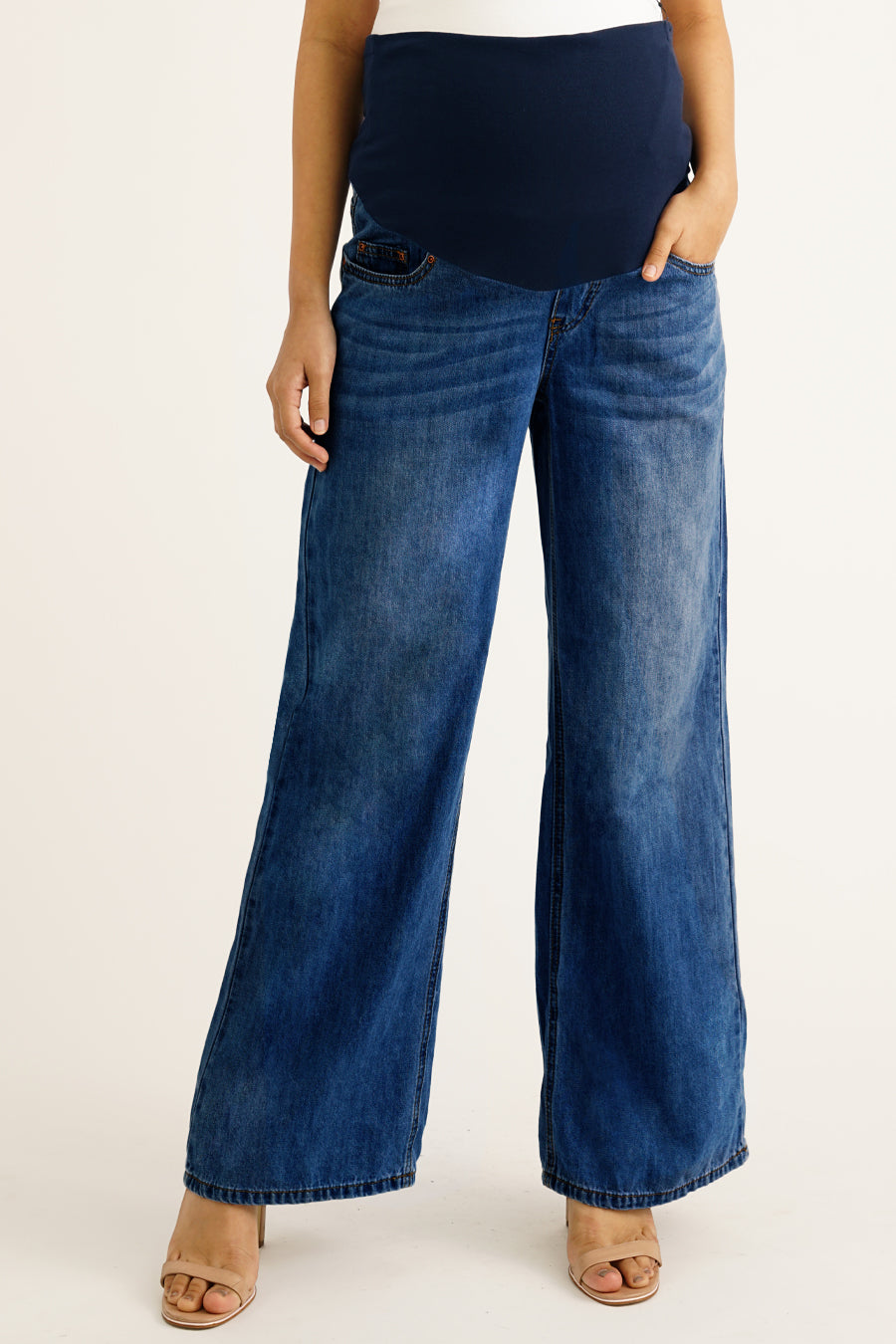 Maternity Full Panel Wide Leg Jeans