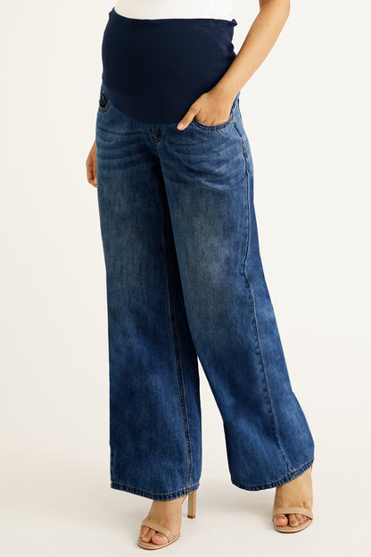 Maternity Full Panel Wide Leg Jeans