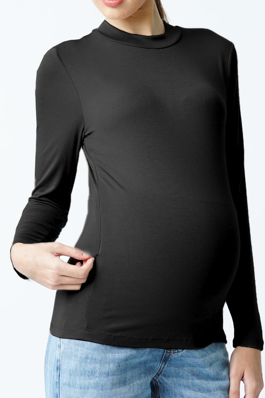 Maternity Long Sleeve Mock Neck Nursing Top