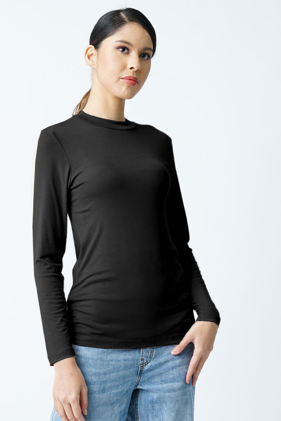 Maternity Long Sleeve Mock Neck Nursing Top