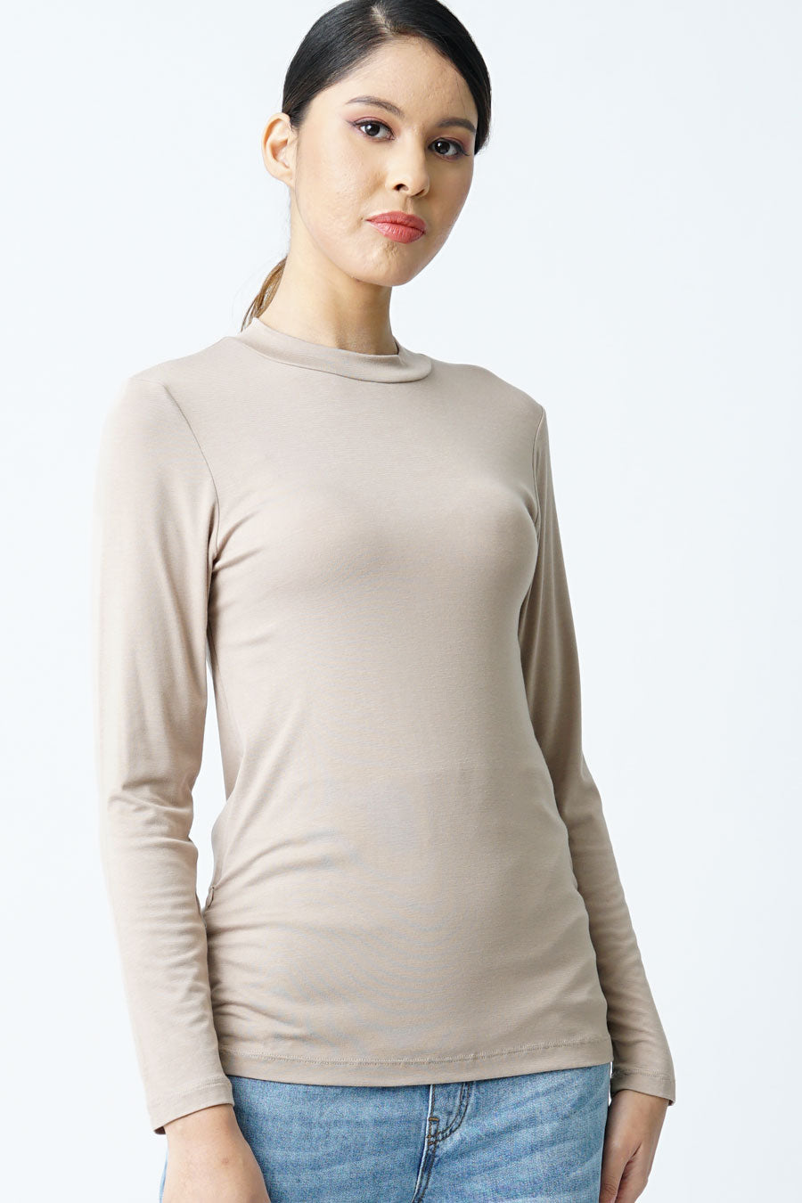 Maternity Long Sleeve Mock Neck Nursing Top