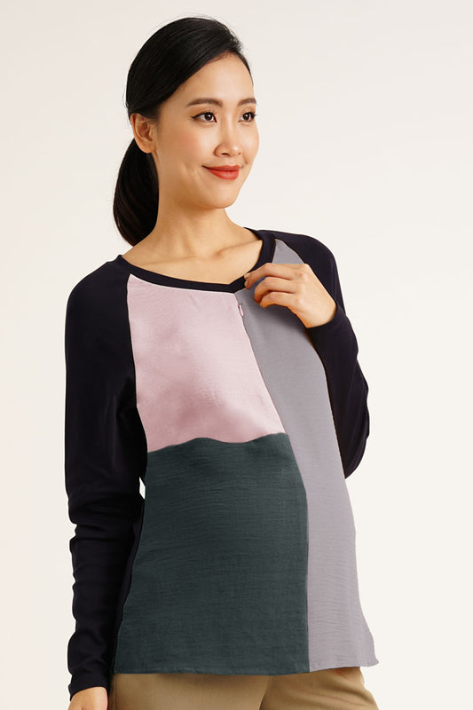 Colour Block Nursing Top