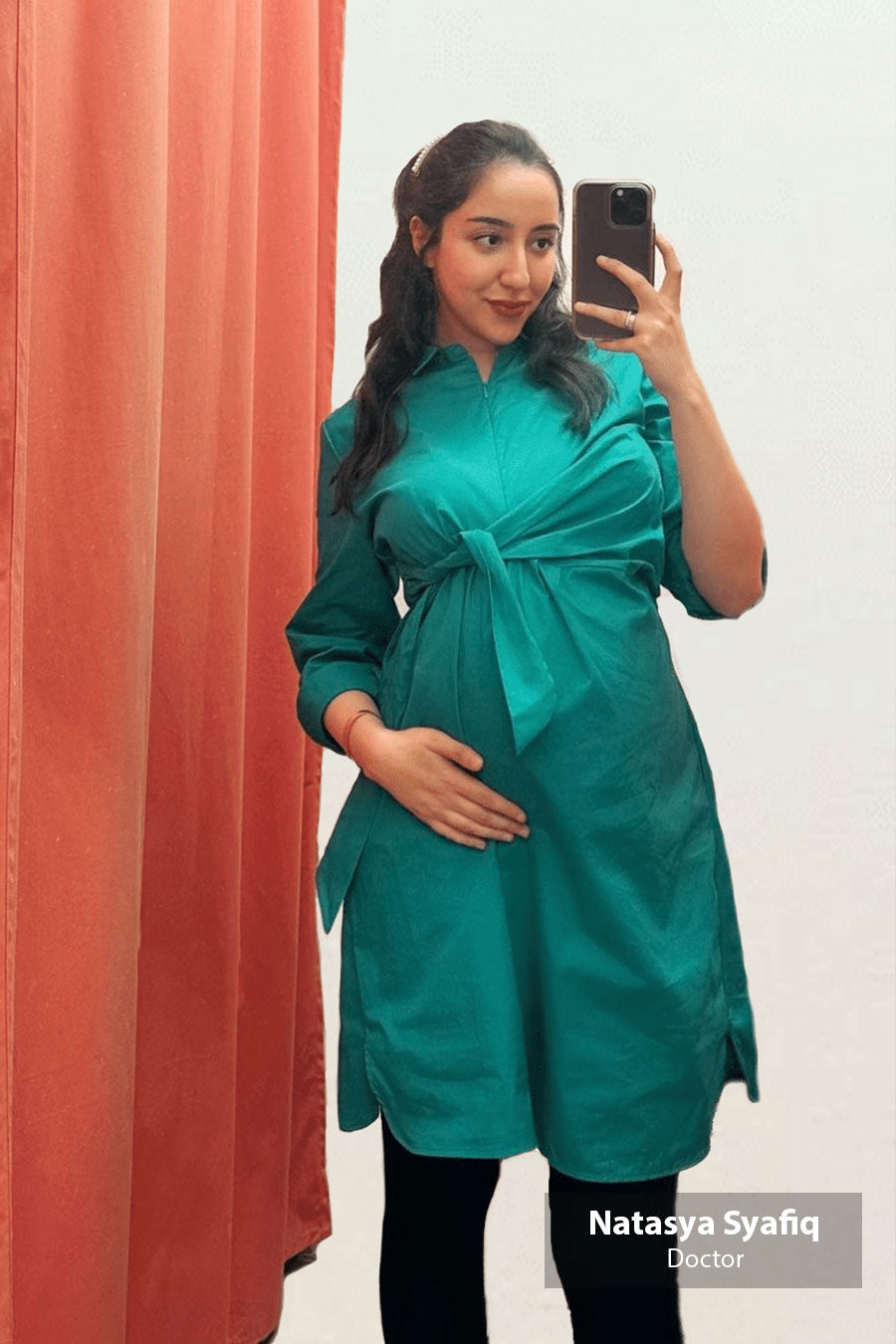 Maternity Wrap Tie Nursing Shirt Dress