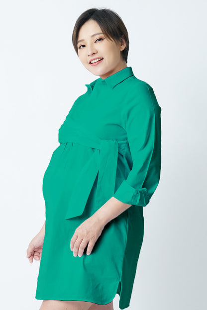 Maternity Wrap Tie Nursing Shirt Dress