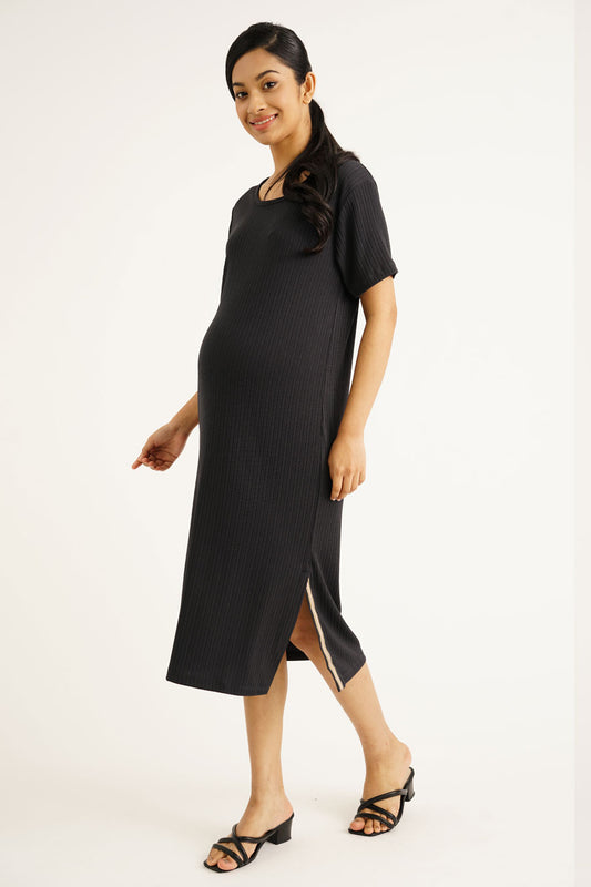 Maternity Ribbed Knits Midi Dress