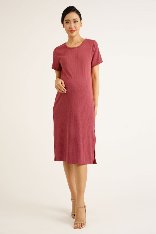Maternity Ribbed Knits Midi Dress