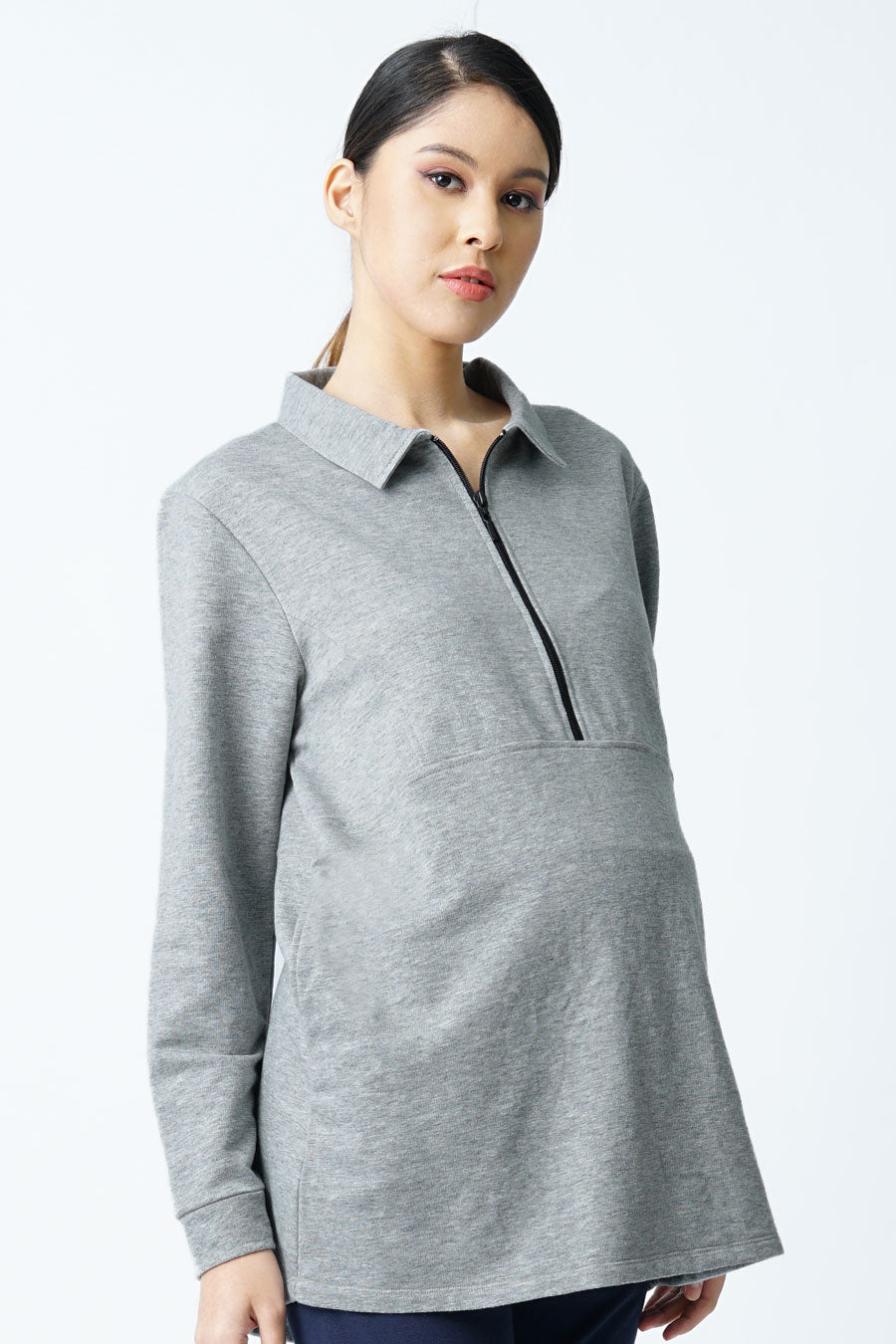 Maternity Zip Front Nursing Sweater