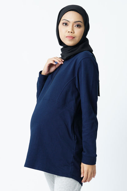 Maternity Zip Front Nursing Sweater