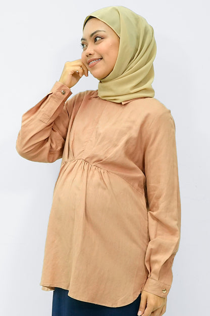 Maternity Pleated Nursing Shirt