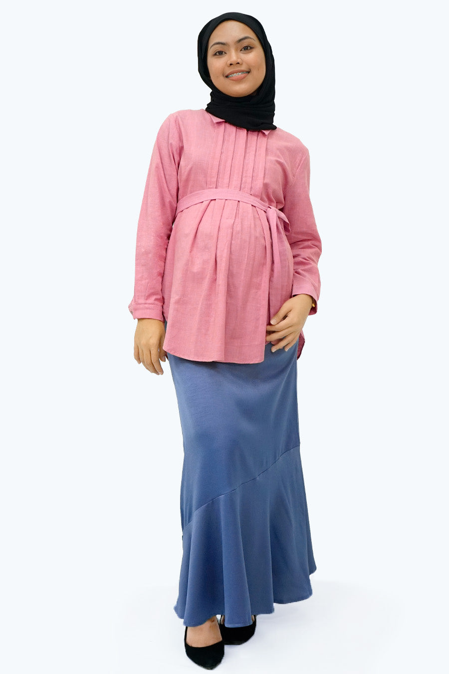 Maternity Full Panel Peplum Maxi Skirt