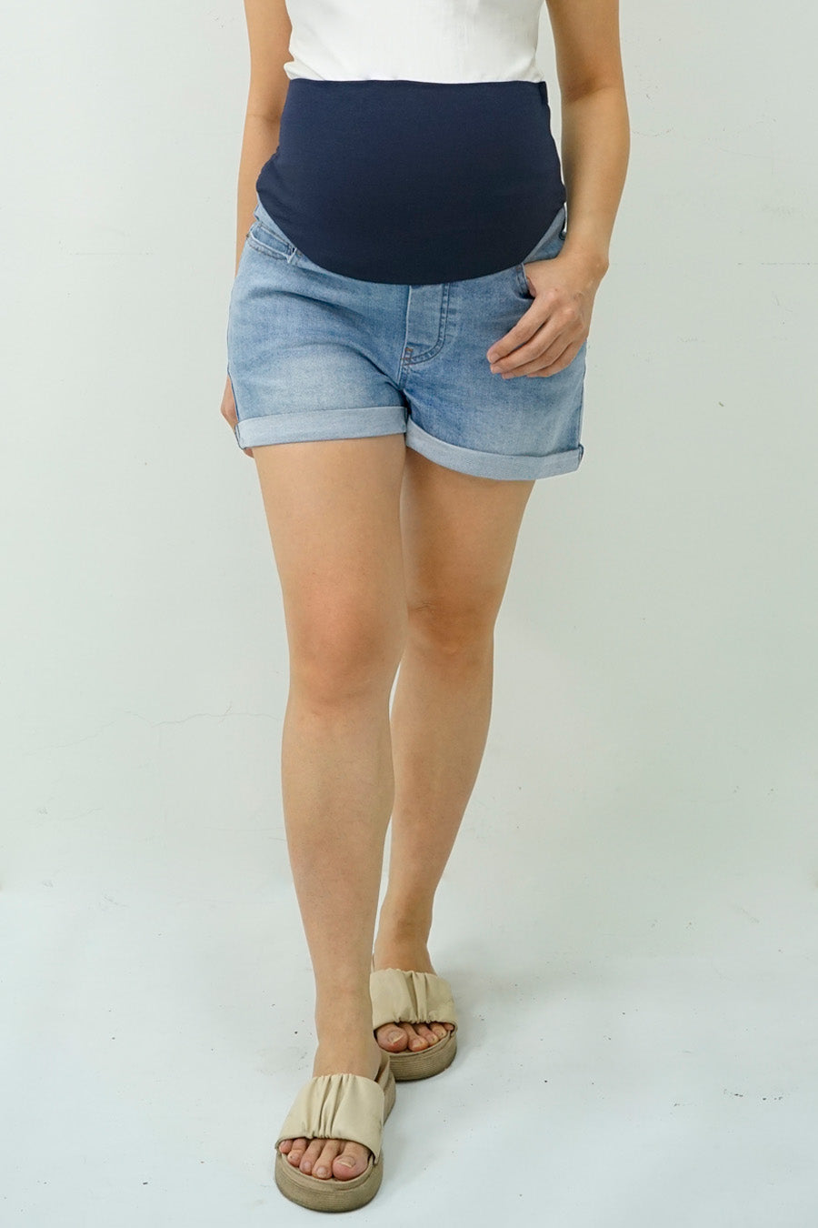 Maternity Full Panel Denim Shorts