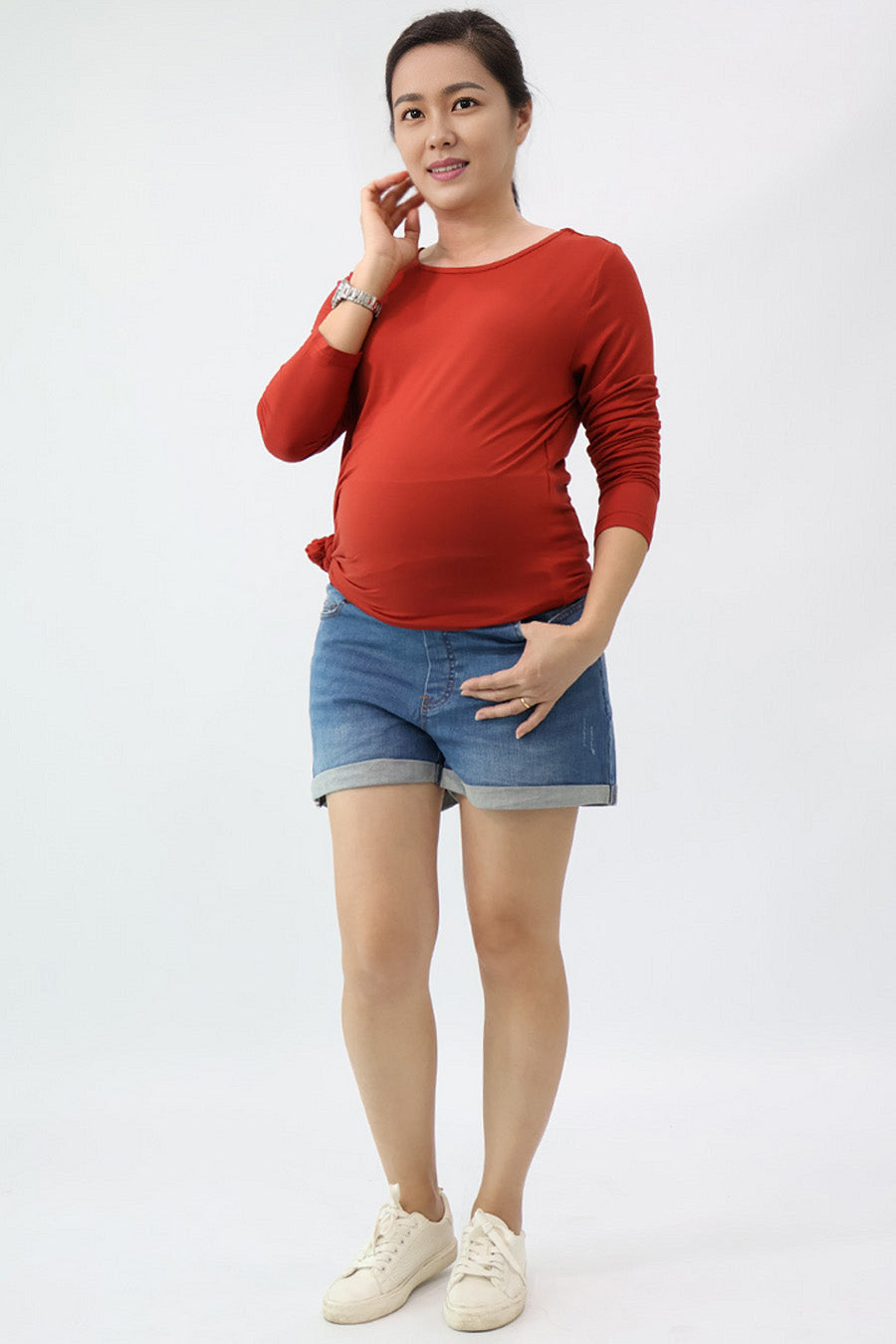 Maternity Full Panel Denim Shorts