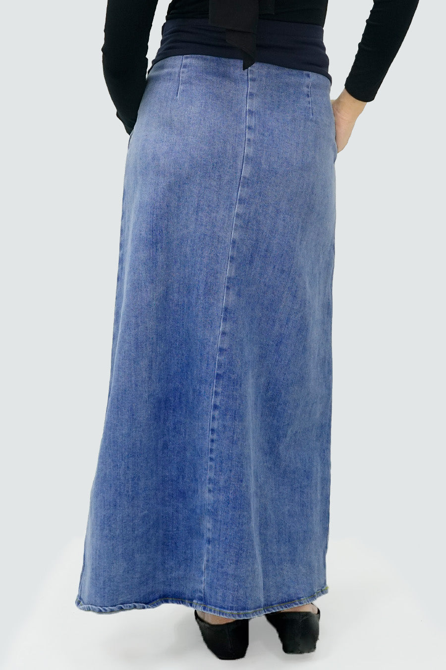 Maternity Full Panel Denim Maxi Skirt