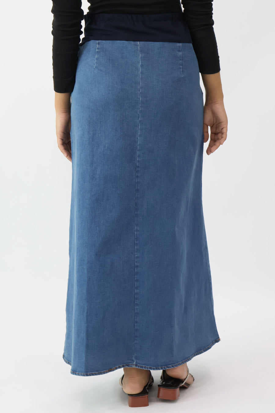 Maternity Full Panel Denim Maxi Skirt