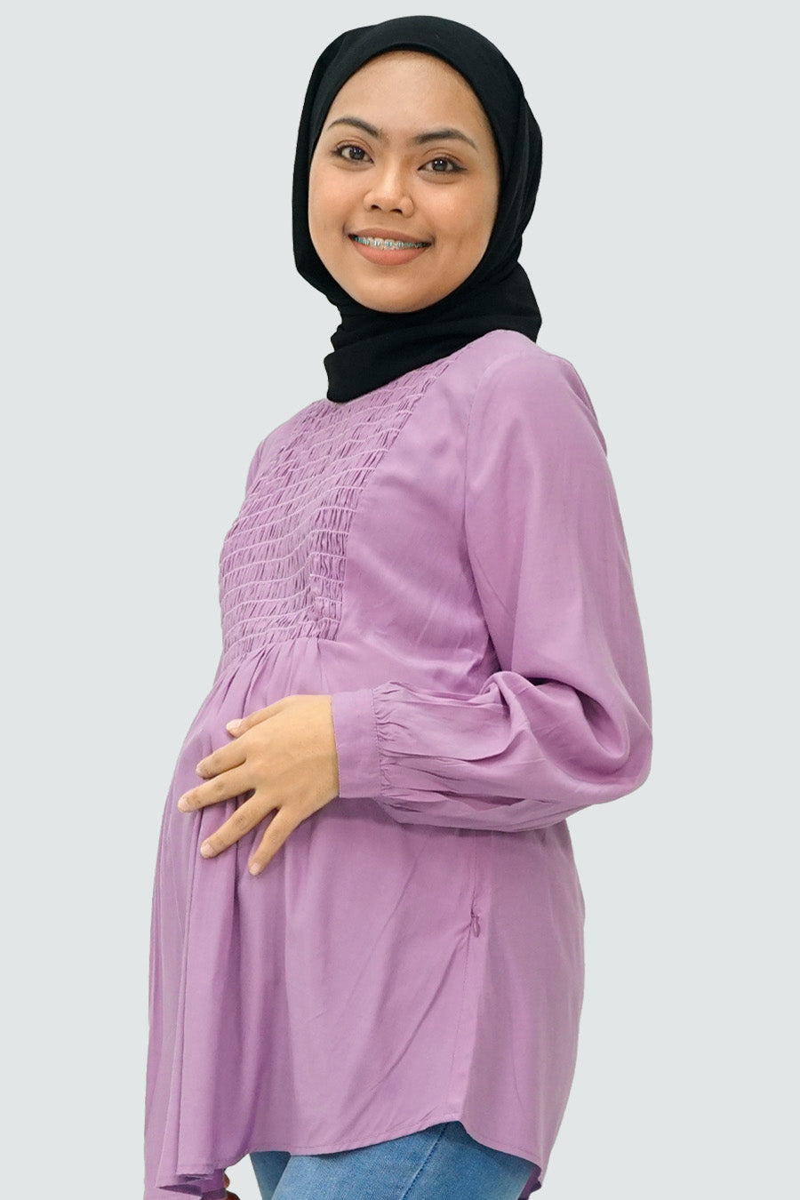 Maternity Smocking Detail Nursing Blouse