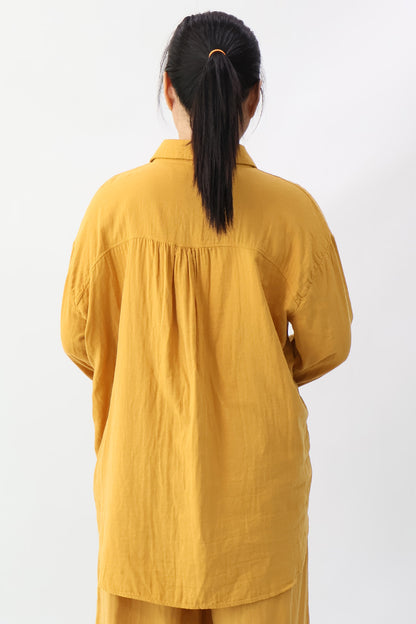 Yellow Long Sleeve Front Pockets Shirt