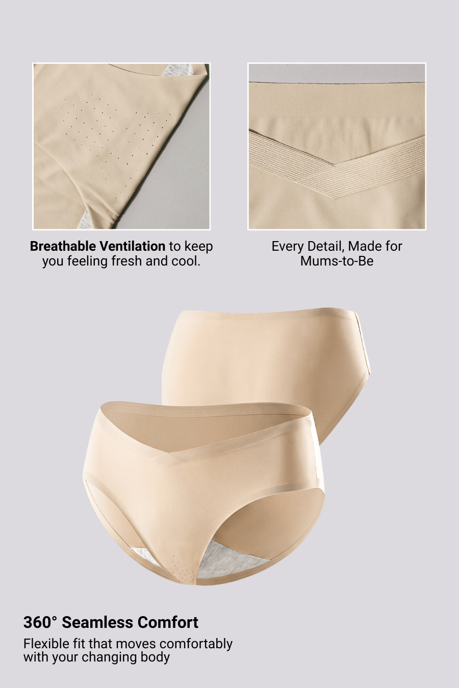 Antibacterial Seamless V-Waist Maternity Panties