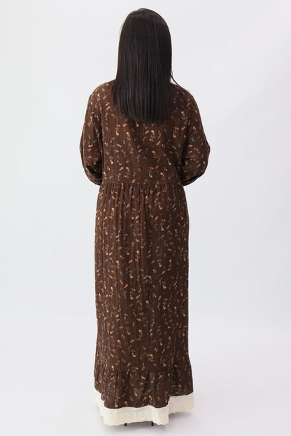 Dark Brown Pintuck Maxi Dress