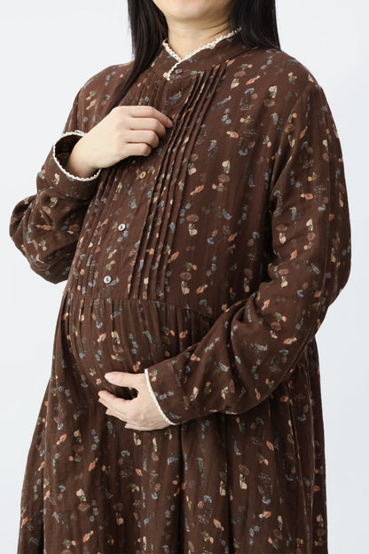 Dark Brown Pintuck Maxi Dress