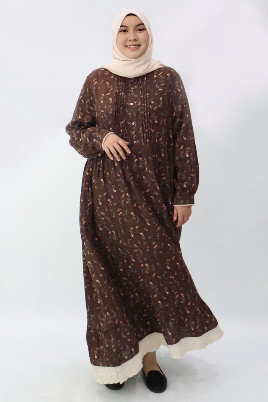 Dark Brown Pintuck Maxi Dress