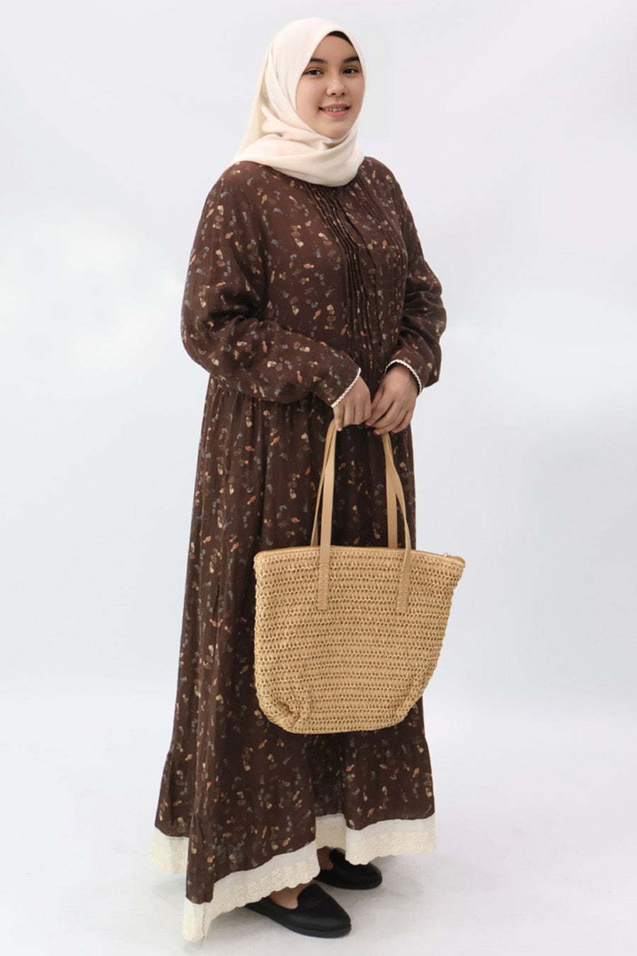 Dark Brown Pintuck Maxi Dress