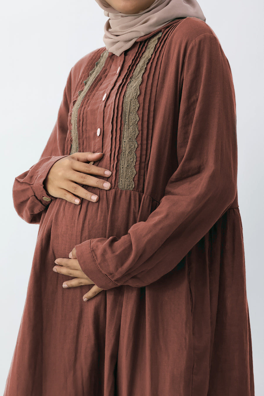 Collar Pintuck Long Dress