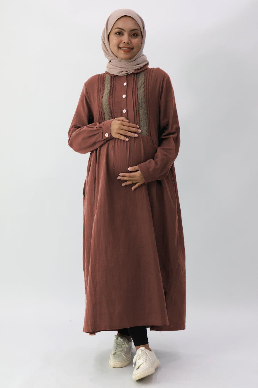 Collar Pintuck Long Dress