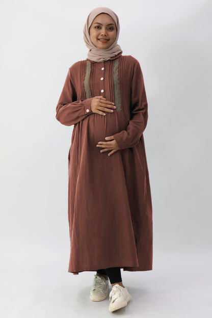 Collar Pintuck Long Dress