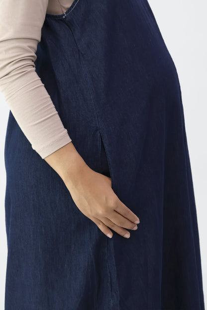 Indigo Low Back Denim Maxi Dress