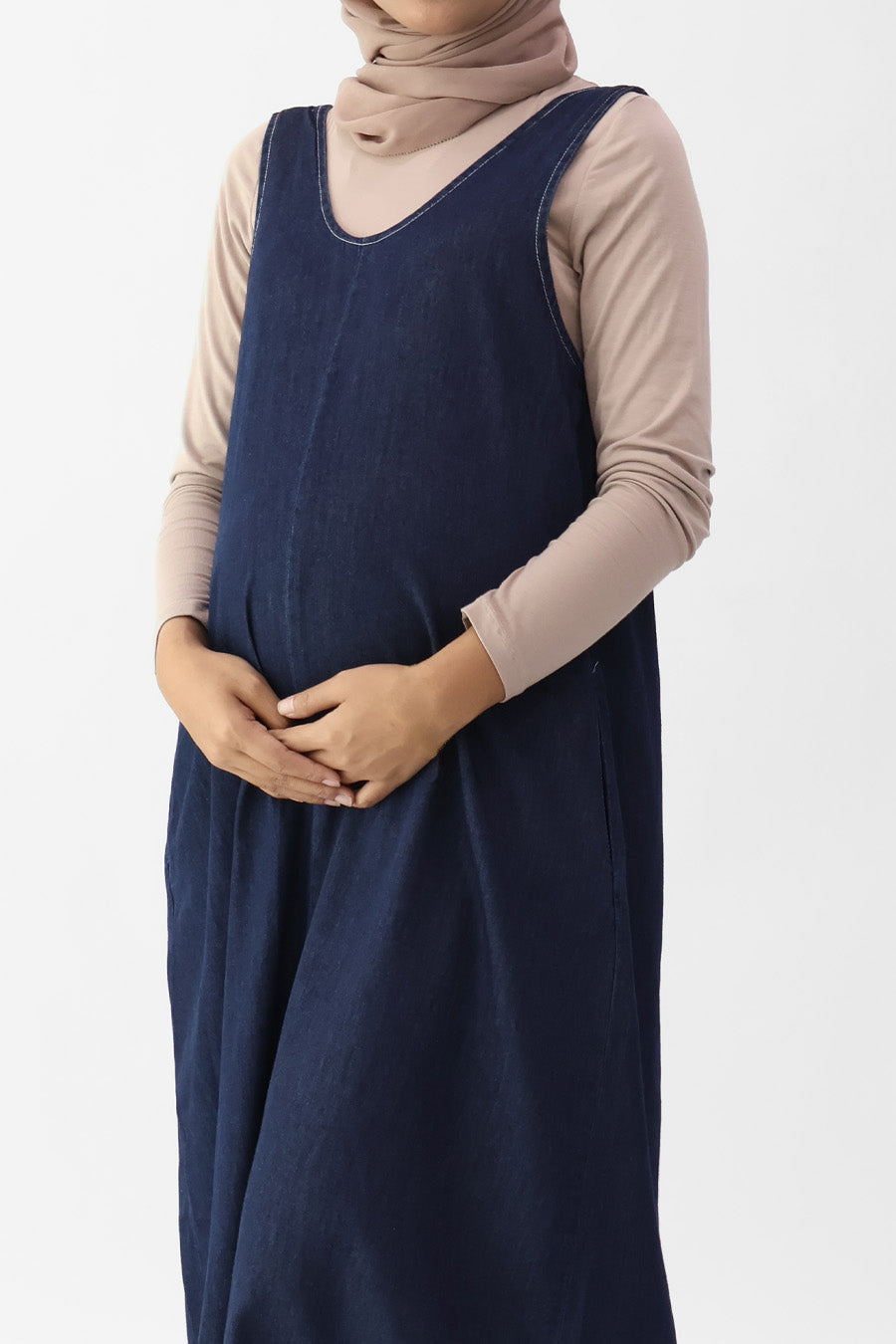 Indigo Low Back Denim Maxi Dress