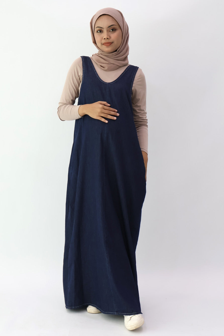 Indigo Low Back Denim Maxi Dress