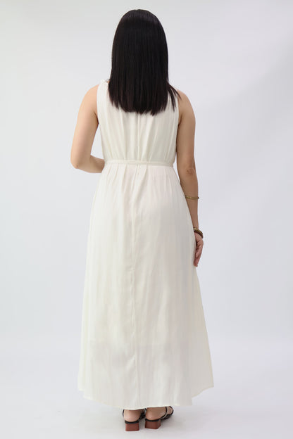 White Twist Strap Long Dress