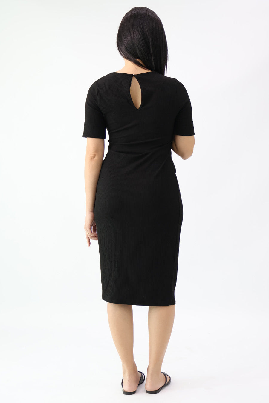 Front Twist Midi Ribbed Dress