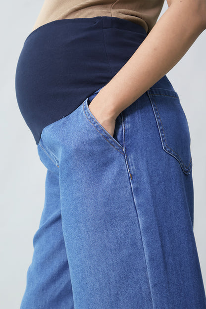 Full Panel Tencel Denim Ankle Wide Leg Pants