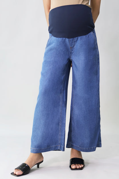 Full Panel Tencel Denim Ankle Wide Leg Pants