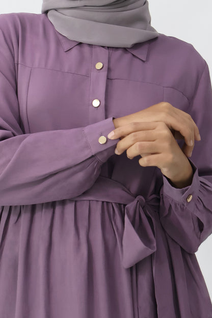 Purple Flared Nursing Shirt Dress